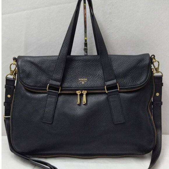 Fossil Preston Pebbled Leather Foldover Expandable Satchel Crossbody Bag (NWOT) - Picture 2 of 15